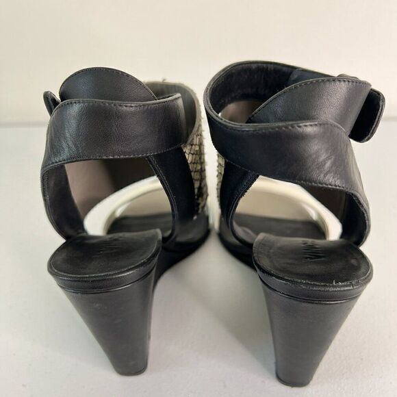 Vince Kyra Snake Embossed Leather Wedge Sandals - Picture 8 of 8